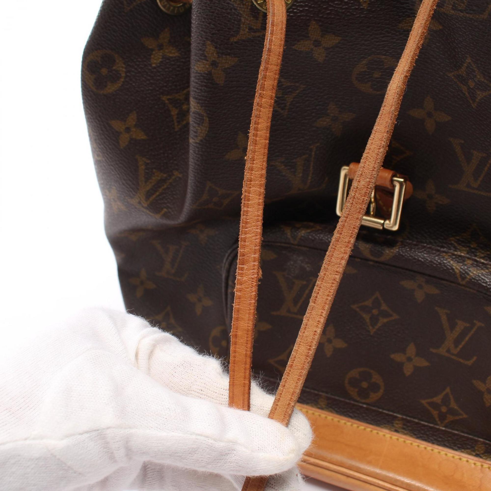 Louis Vuitton Montsouris MM Rucksack Backpack Bag Coated Canvas Leather Monogram Women's Brown M51136