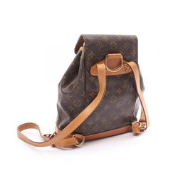 Louis Vuitton Montsouris MM Rucksack Backpack Bag Coated Canvas Leather Monogram Women's Brown M51136