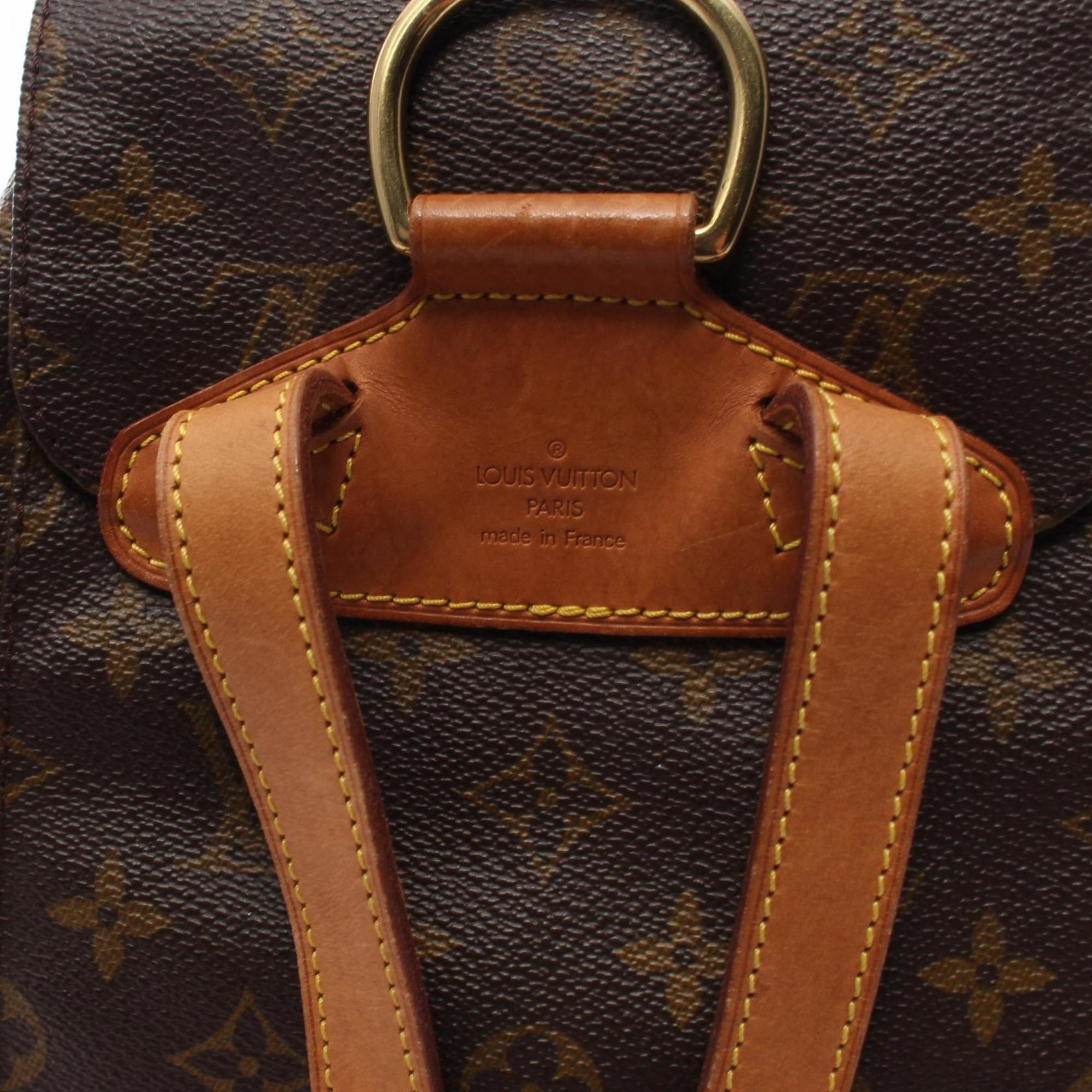 Louis Vuitton Montsouris MM Rucksack Backpack Bag Coated Canvas Leather Monogram Women's Brown M51136