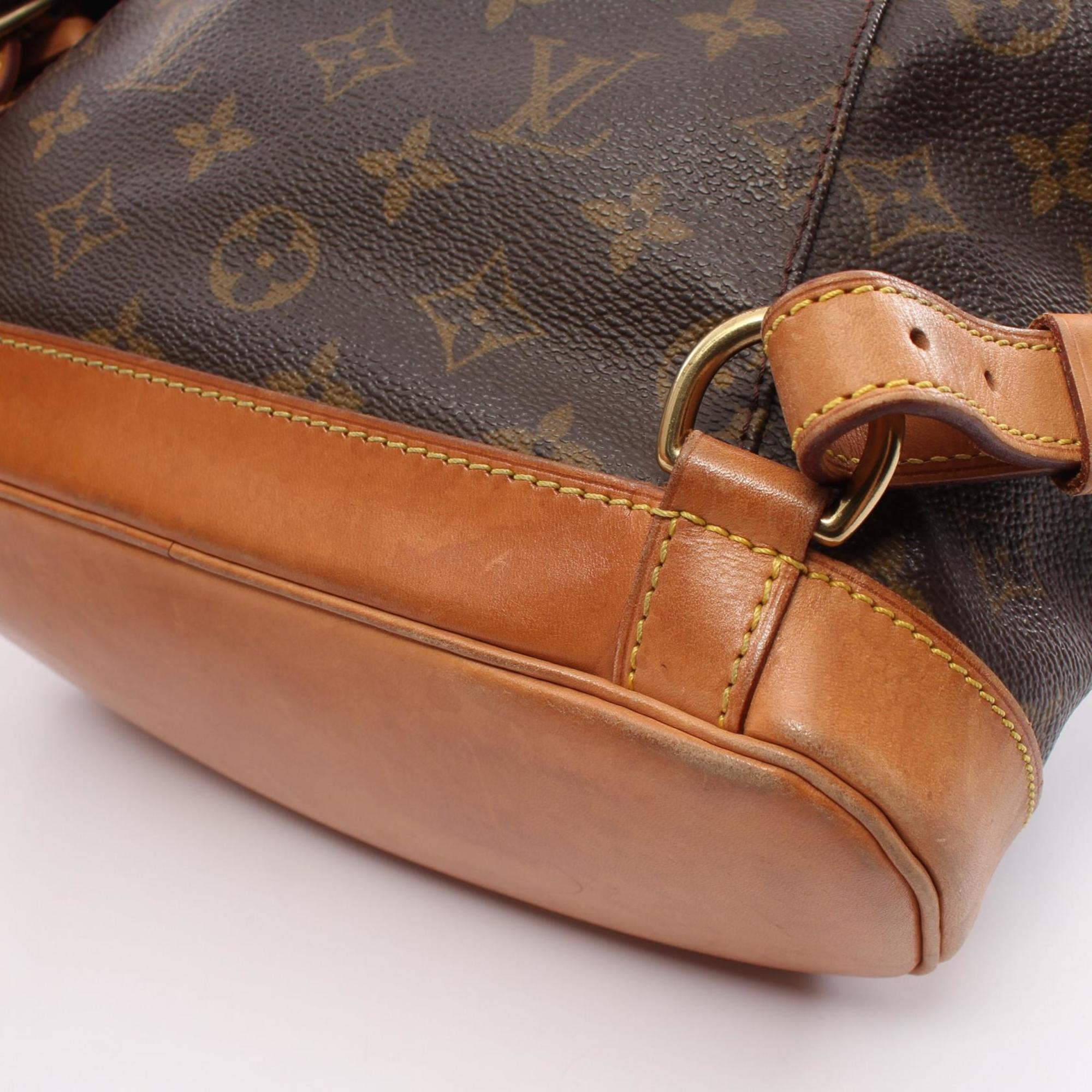 Louis Vuitton Montsouris MM Rucksack Backpack Bag Coated Canvas Leather Monogram Women's Brown M51136