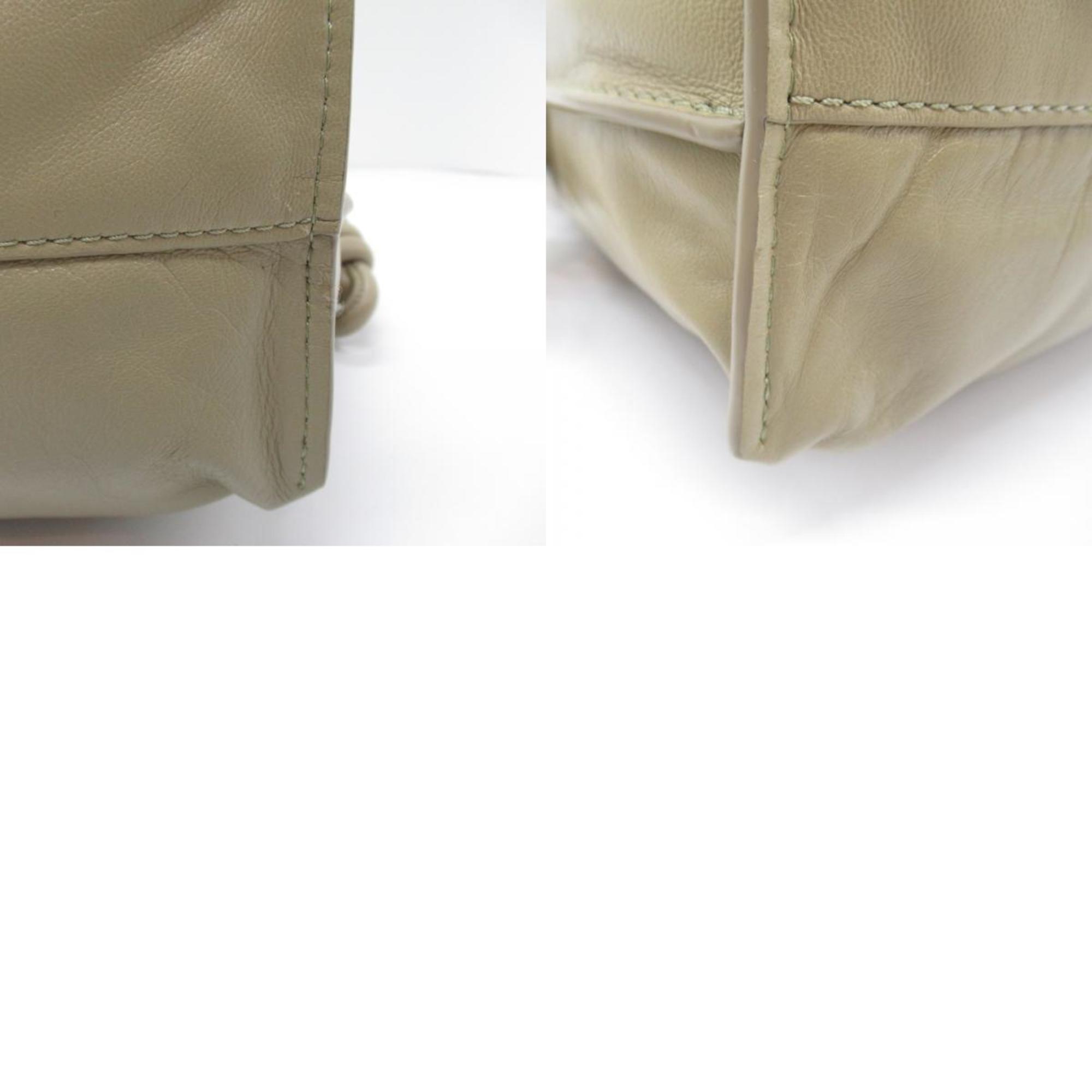 LOEWE Flamenco Clutch Medium Shoulder Bag Leather Women's Khaki Light 11FC1X679584