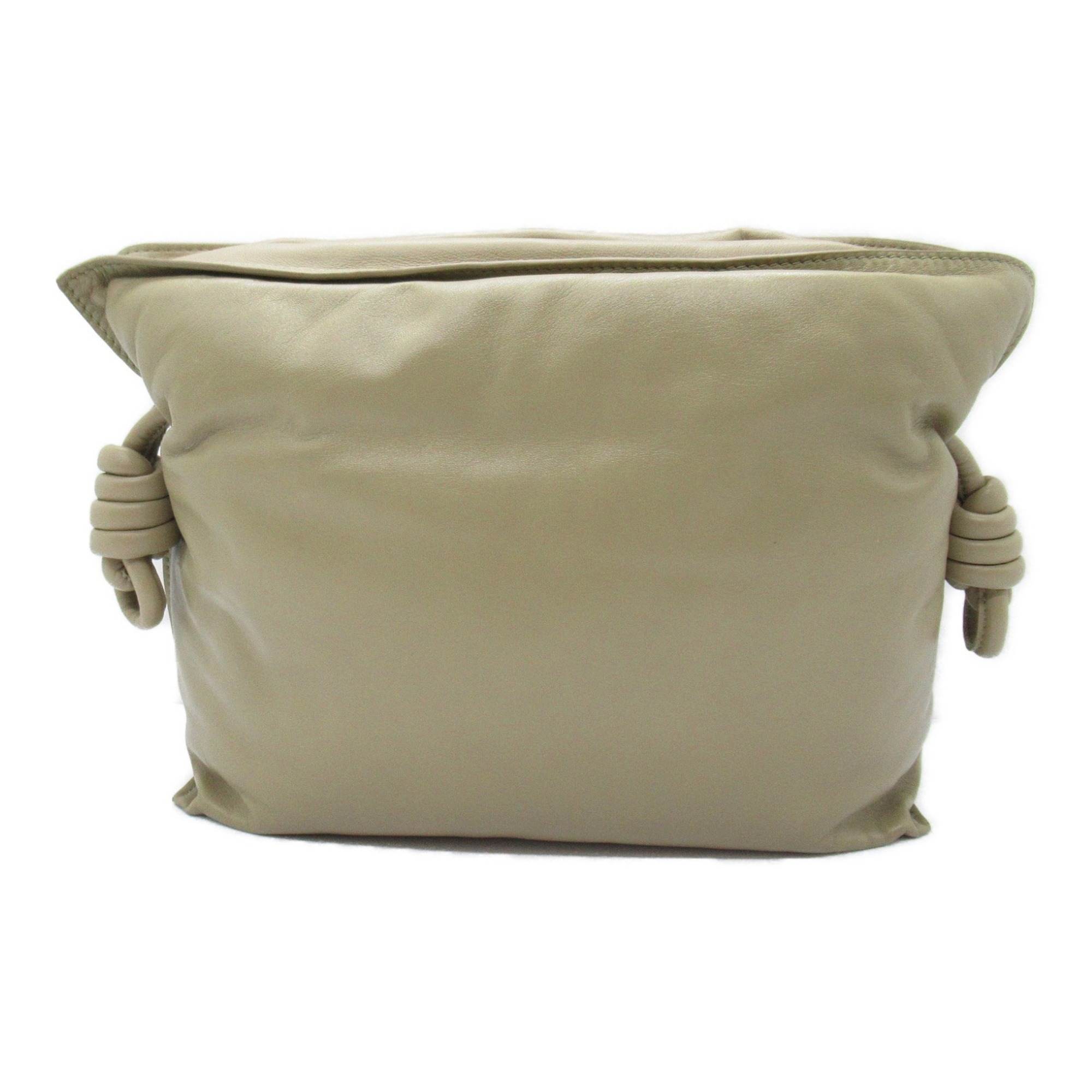 LOEWE Flamenco Clutch Medium Shoulder Bag Leather Women's Khaki Light 11FC1X679584