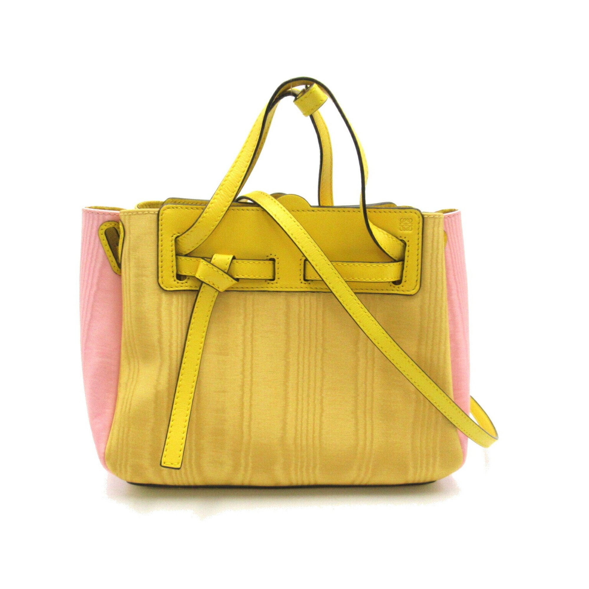 LOEWE LAZO 2-way shoulder bag, leather, satin, women's, pink, yellow