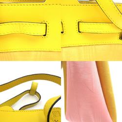 LOEWE LAZO 2-way shoulder bag, leather, satin, women's, pink, yellow