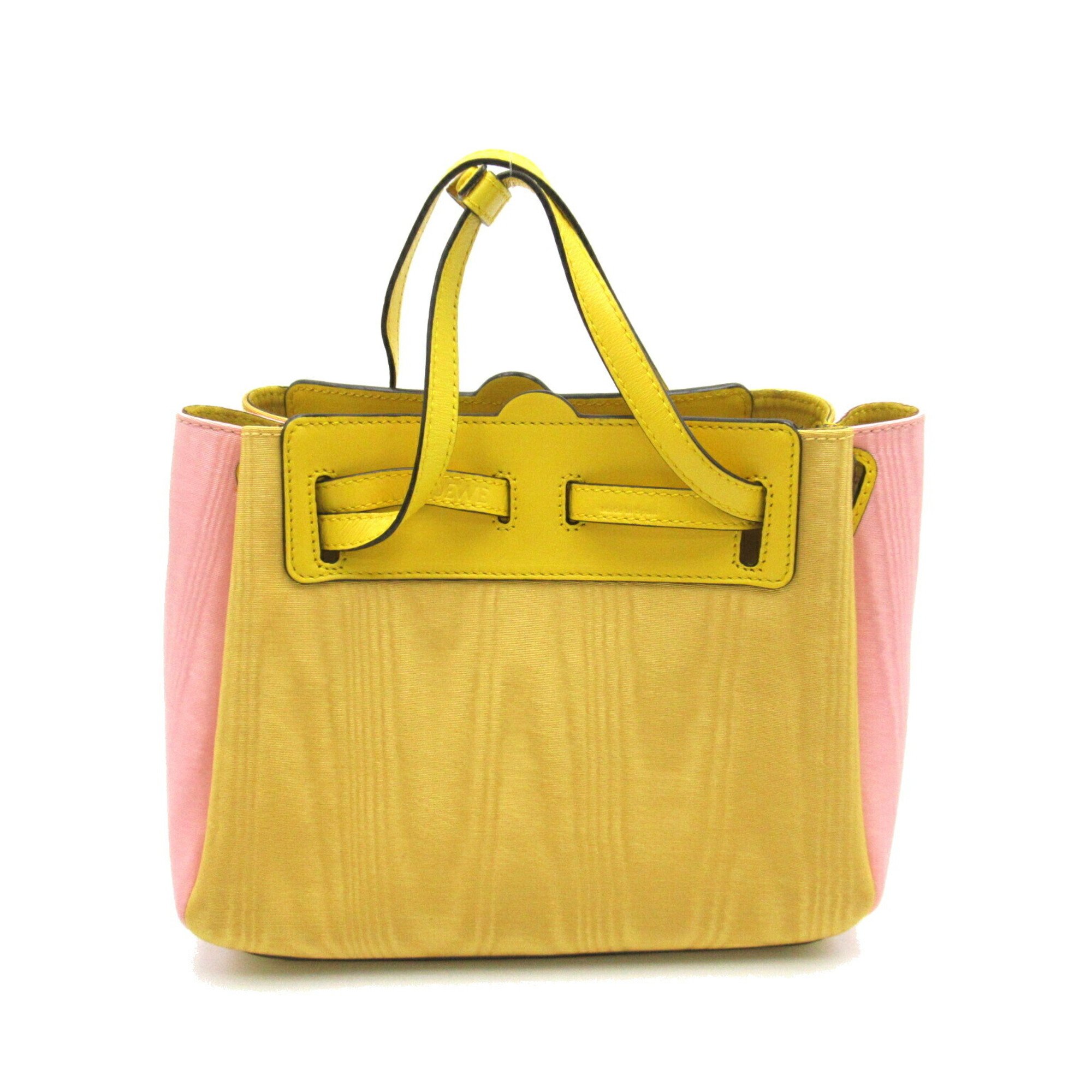 LOEWE LAZO 2-way shoulder bag, leather, satin, women's, pink, yellow