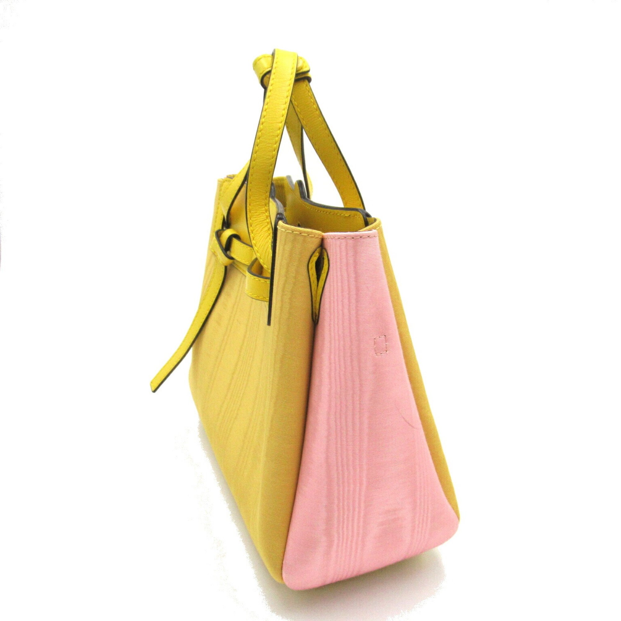 LOEWE LAZO 2-way shoulder bag, leather, satin, women's, pink, yellow