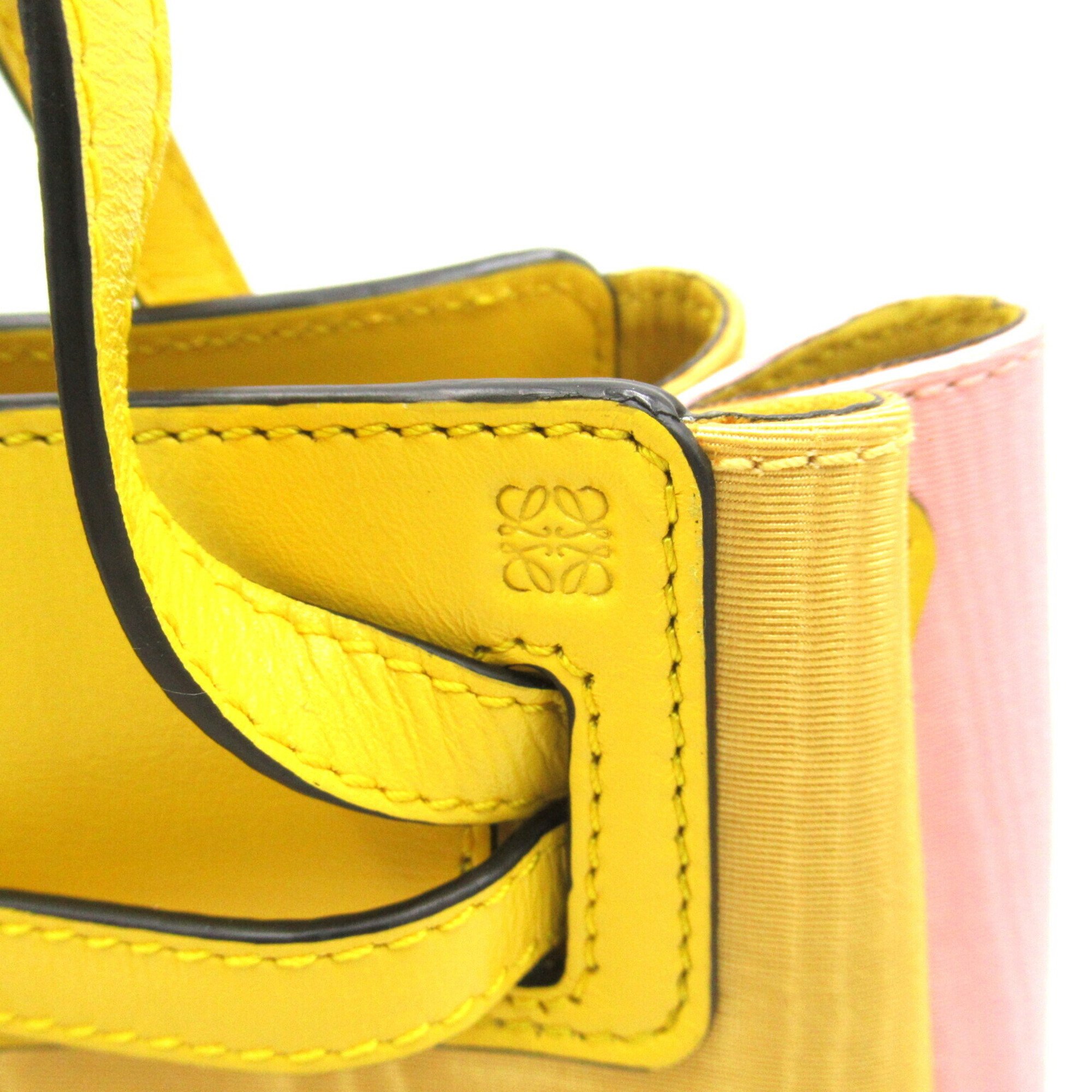 LOEWE LAZO 2-way shoulder bag, leather, satin, women's, pink, yellow