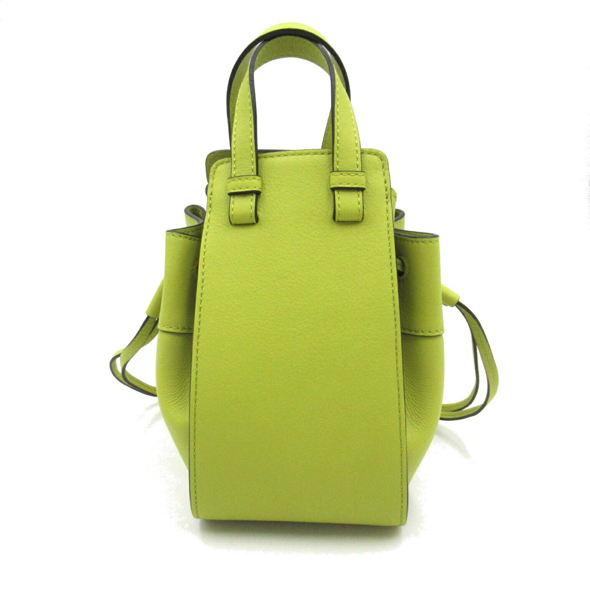 LOEWE Hammock Drawstring Bag 2-way Shoulder Calfskin (Cowhide) Women's Green Yellow 31430V074801