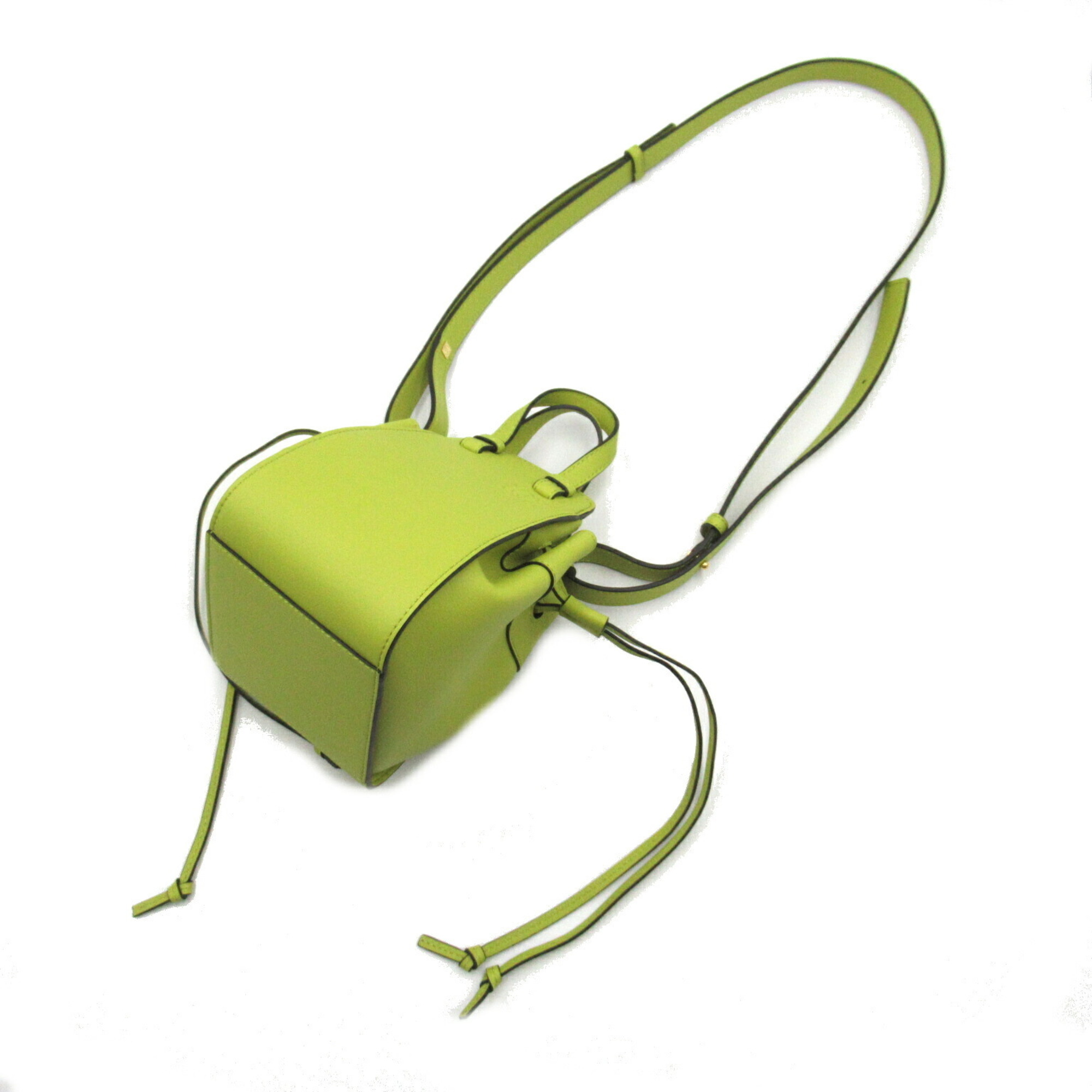 LOEWE Hammock Drawstring Bag 2-way Shoulder Calfskin (Cowhide) Women's Green Yellow 31430V074801