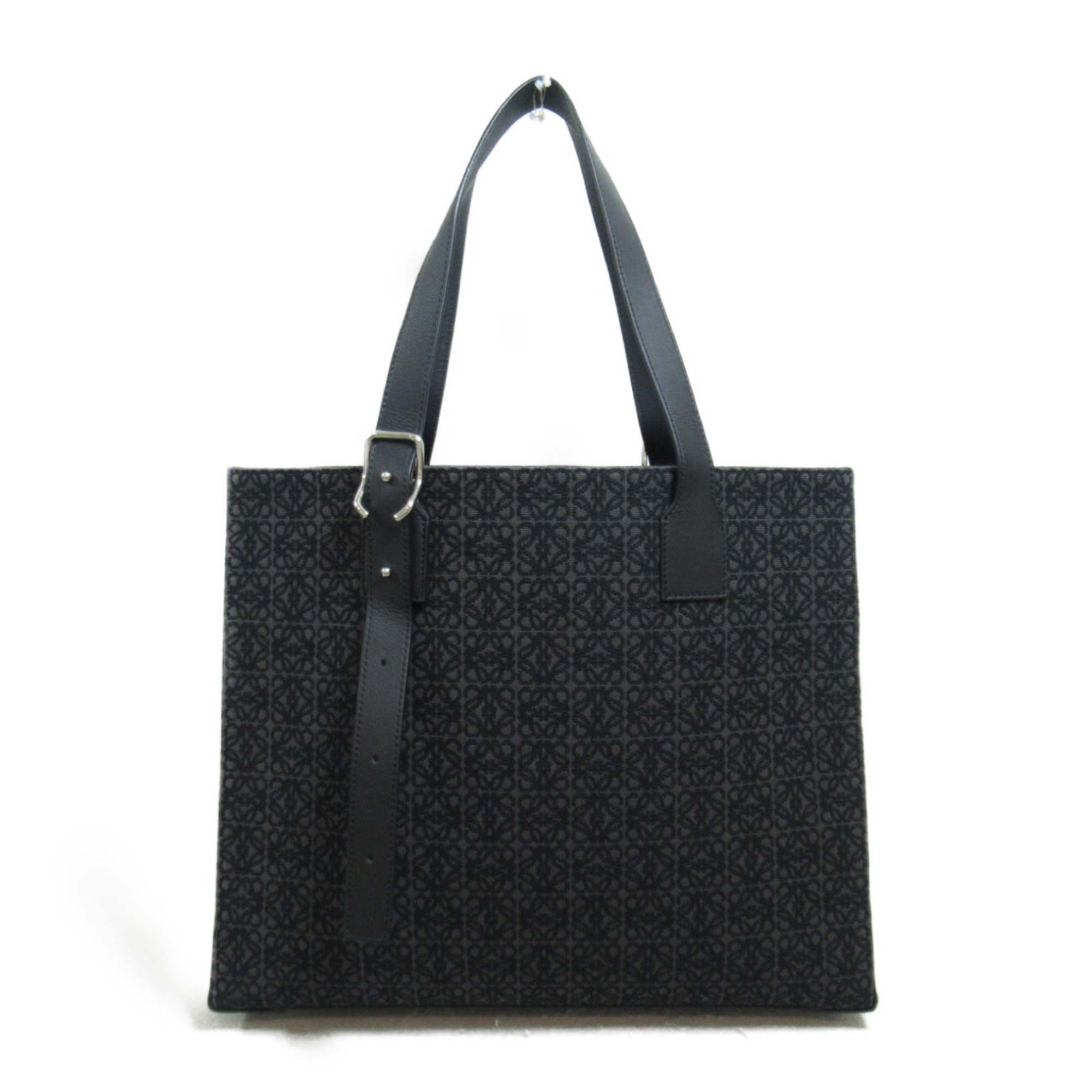 LOEWE Buckle Horizontal Tote Bag Calf (Cowhide) Jacquard Women's Black Anthracite B692K96X021268