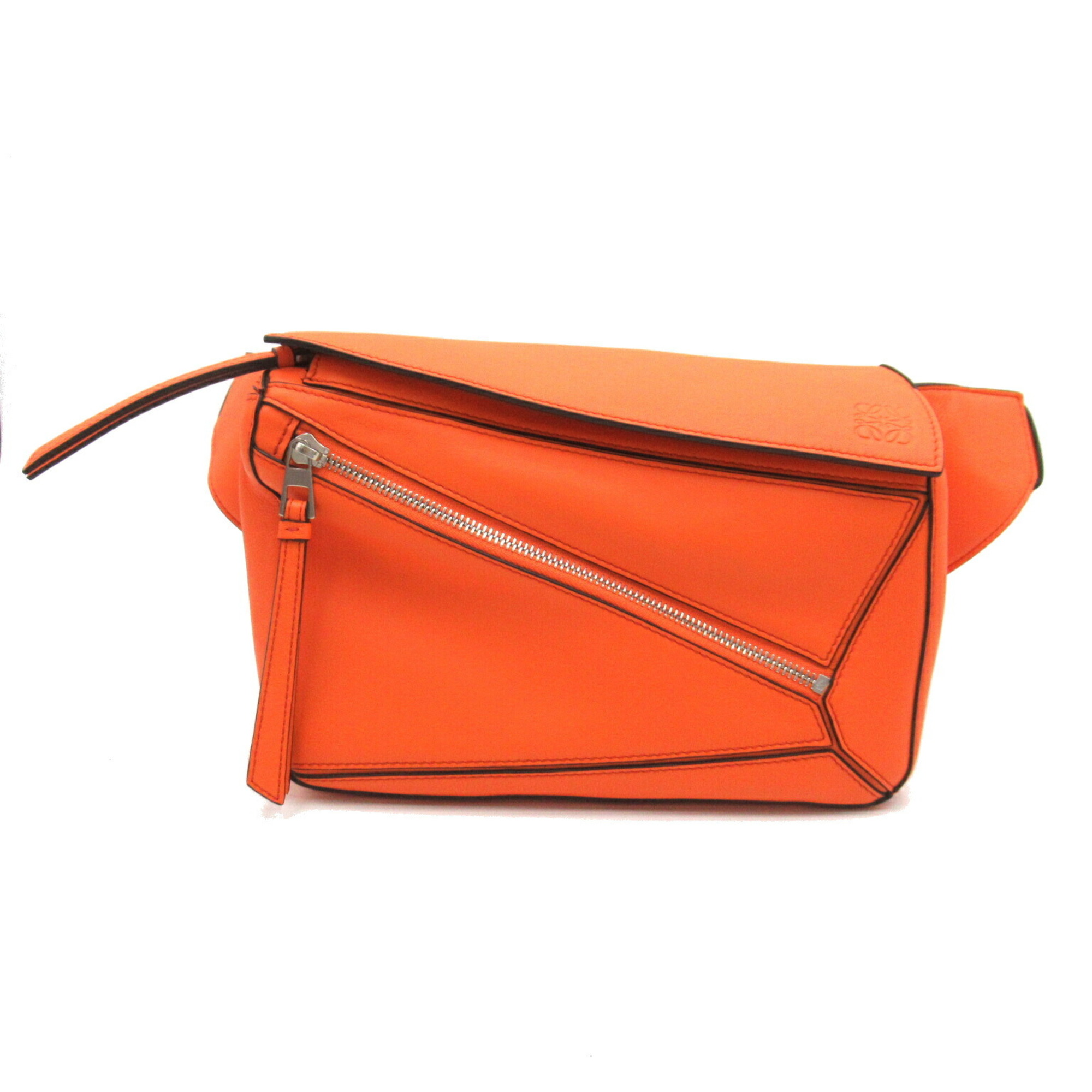 LOEWE Puzzle Bum Bag Small Waist Body Leather Women's Orange Neon B510P35X097587