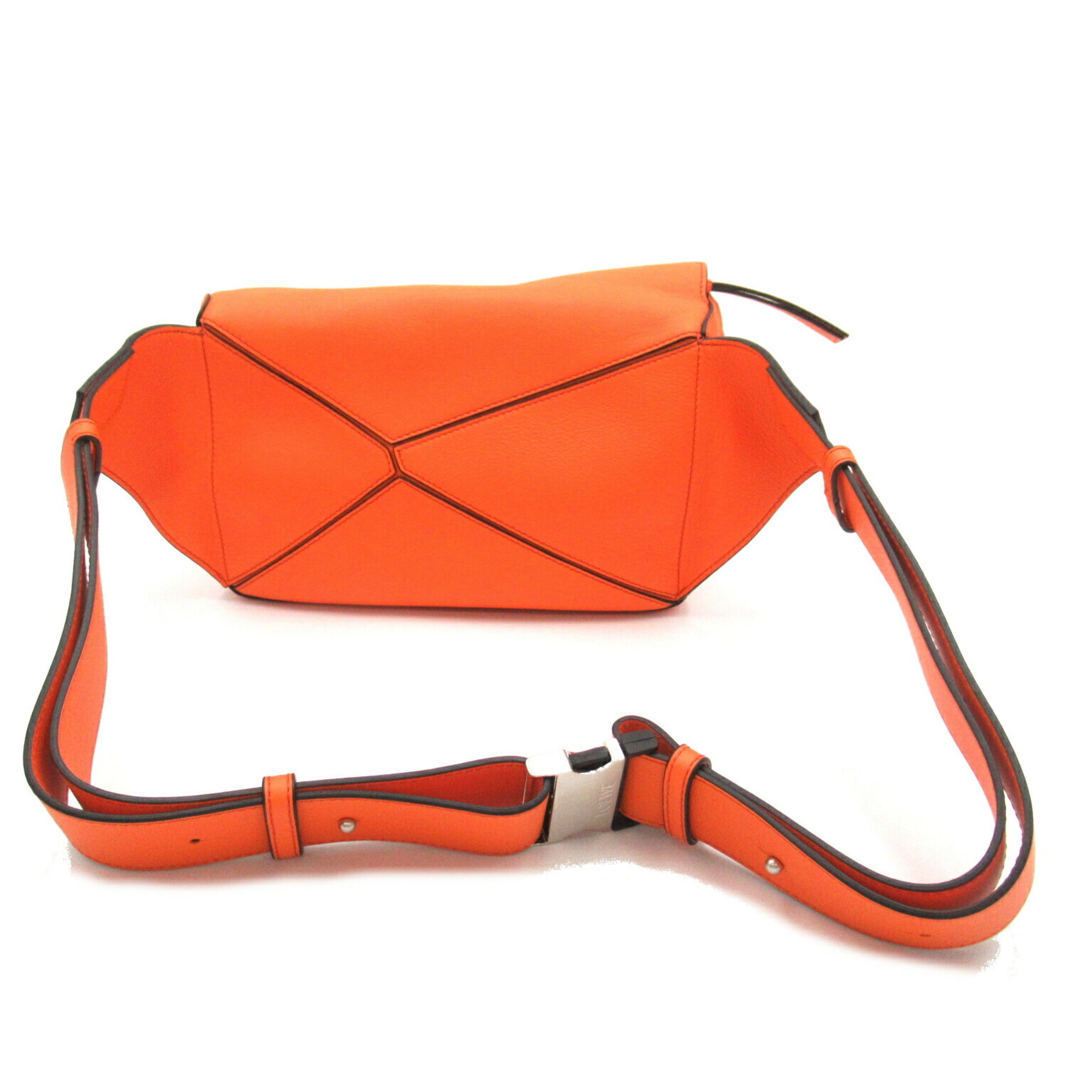 LOEWE Puzzle Bum Bag Small Waist Body Leather Women's Orange Neon B510P35X097587