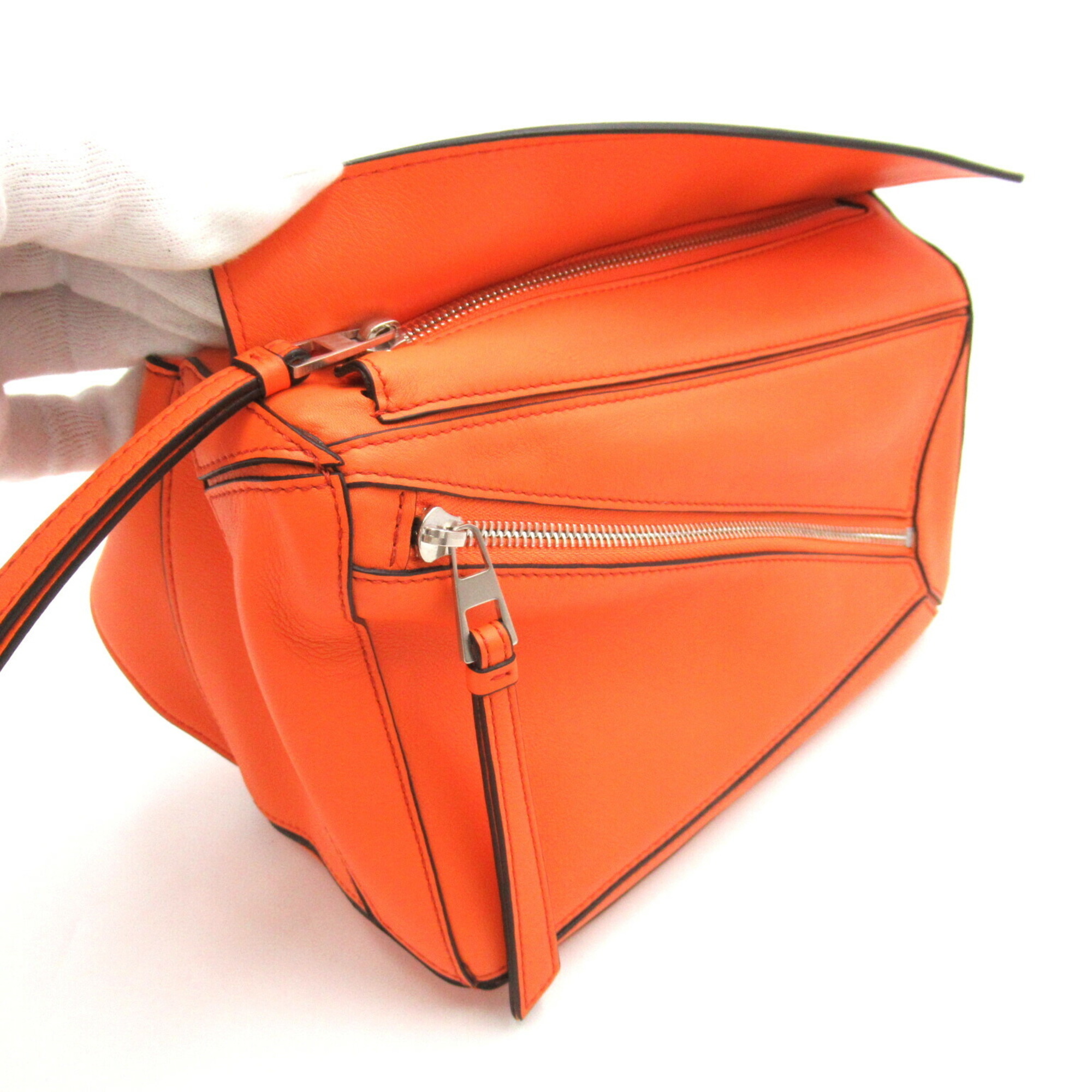 LOEWE Puzzle Bum Bag Small Waist Body Leather Women's Orange Neon B510P35X097587