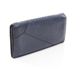 LOEWE Puzzle Long Horizontal Wallet, Bi-fold Leather, Men's, Navy