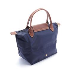 Longchamp Le Pliage Original S Tote Bag, Nylon Leather, Women's, Navy, Brown, L1621089P68