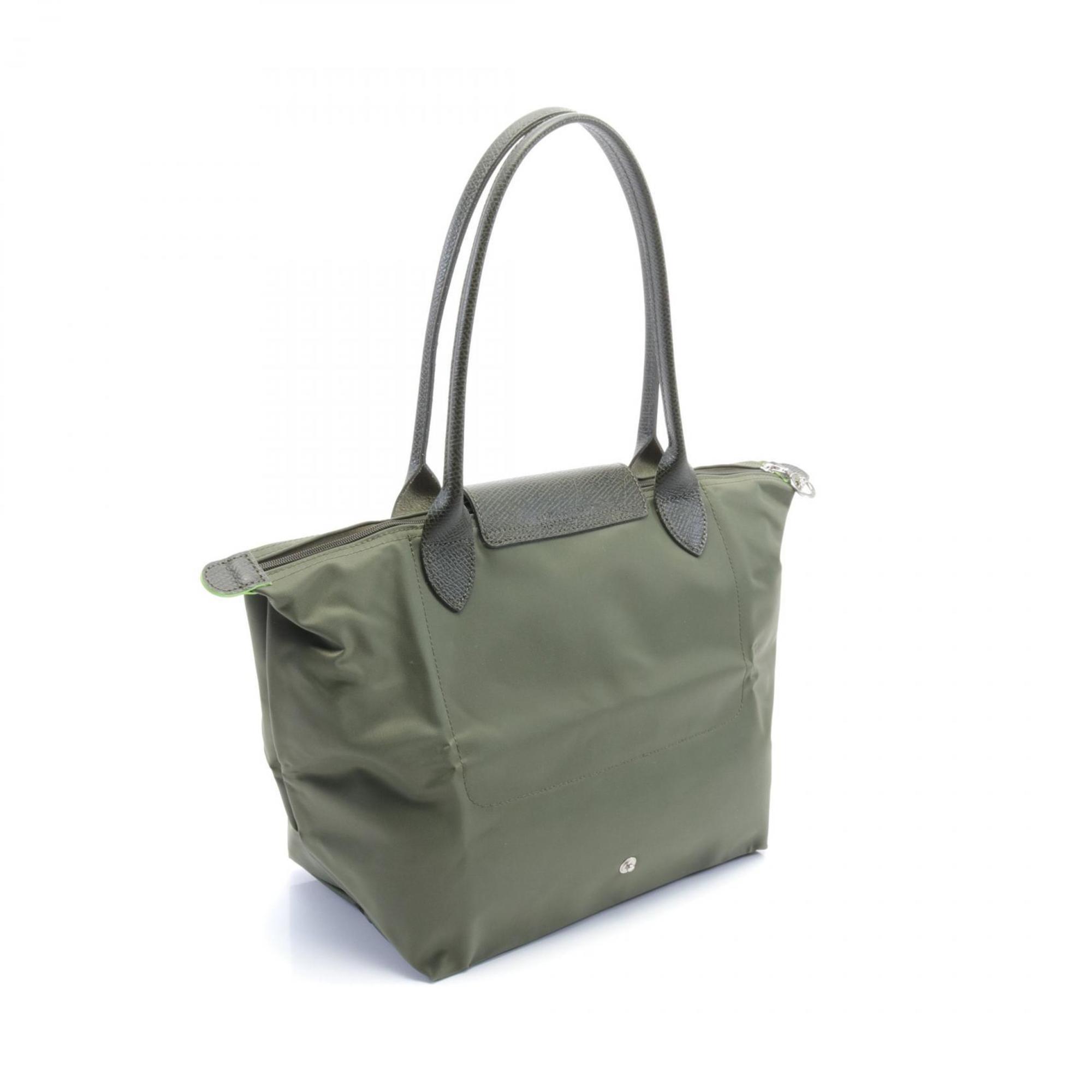 Longchamp Le Pliage Green M Tote Bag Nylon Leather Women's Khaki L2605919479