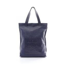 LOEWE Linen Anagram Tote Bag Leather Women's Navy 330.17.K01