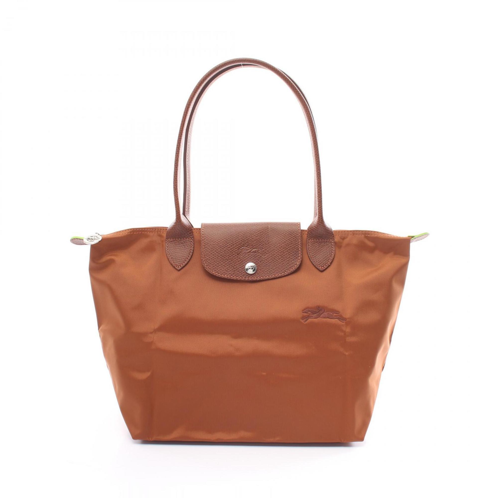 Longchamp Le Pliage Green M Tote Bag Nylon Leather Women's Brown L2605919504