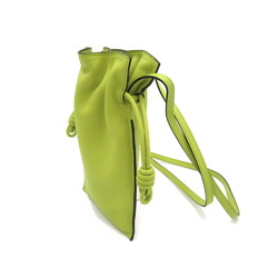 LOEWE Flamenco Pocket Shoulder Bag Leather Women's Green Lime Yellow 11F10X014801