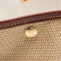 Longchamp Le Panier Pliage Handbag Bag Leather Straw Women's Beige Brown 10144HZB035