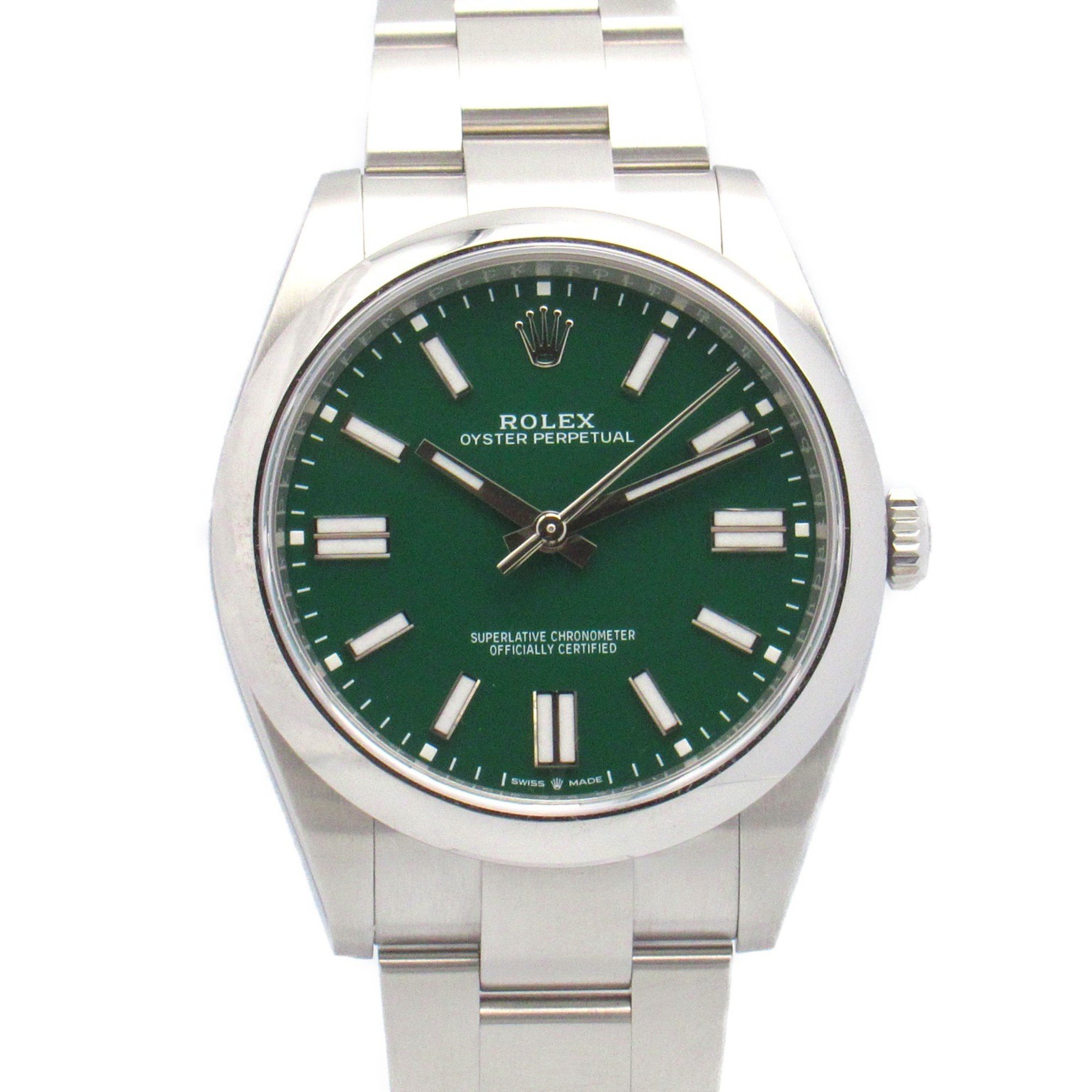 ROLEX Oyster Perpetual Random Number Wristwatch Stainless Steel Men's Green 124300