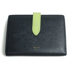 CELINE Medium Strap Wallet Bi-fold Navy Light Green 10B64 3BRU Women's