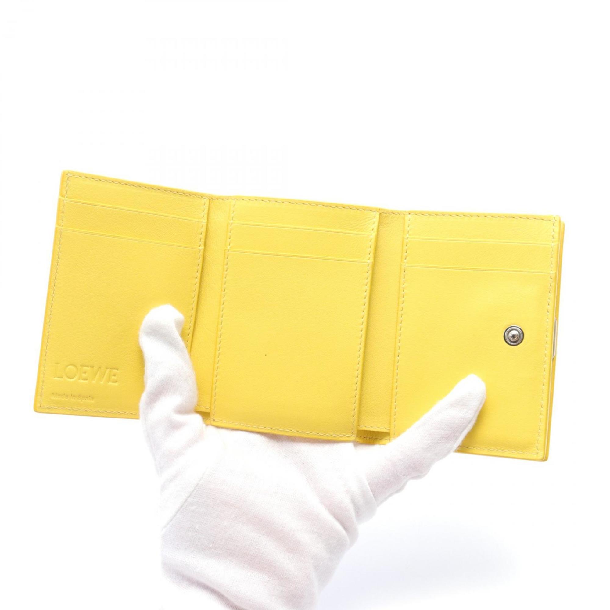 LOEWE Anagram Trifold Wallet Leather Women's Yellow C821TR2X02