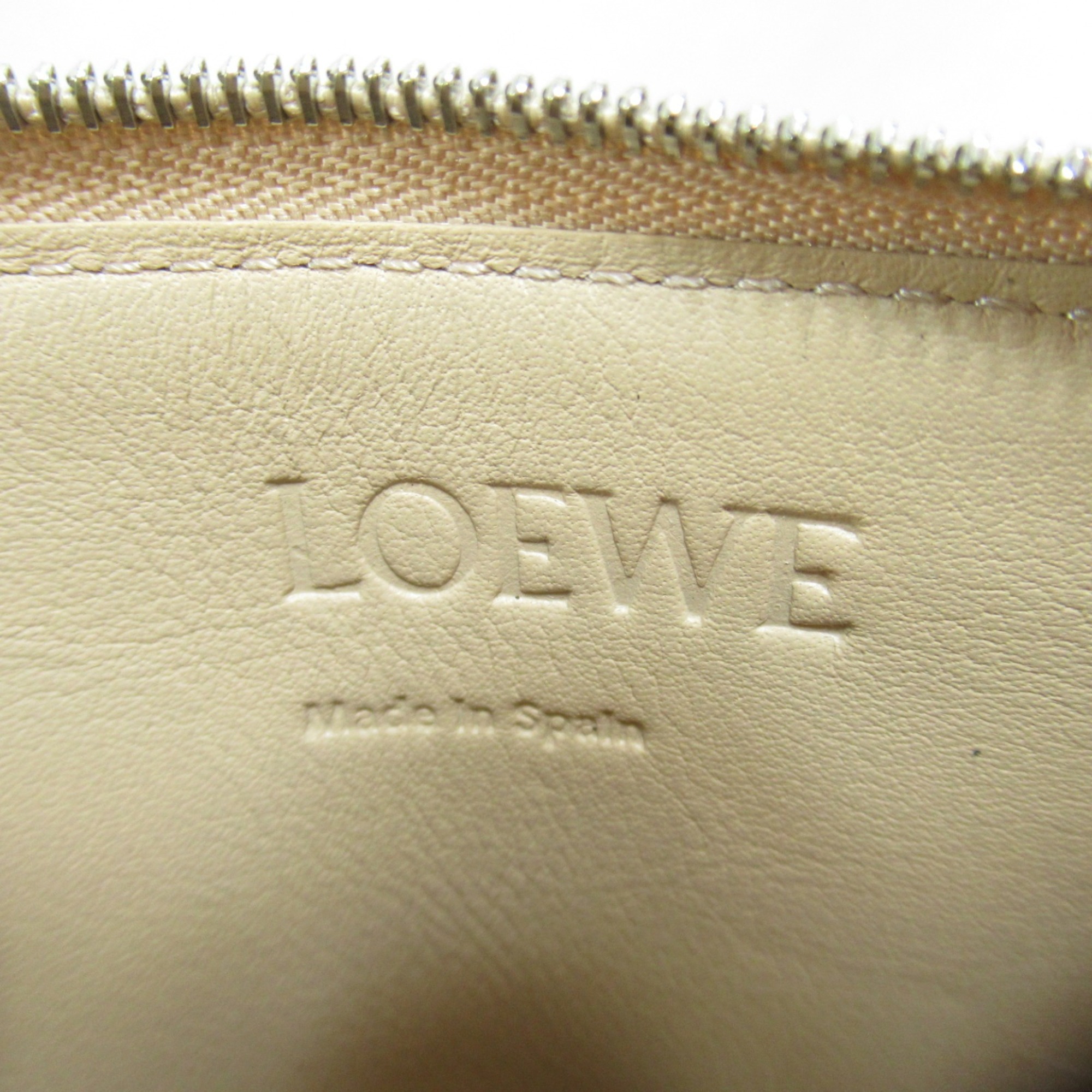 LOEWE Anagram Square Card Holder Business Holder/Card Case Leather Women's Beige C821R89X017620