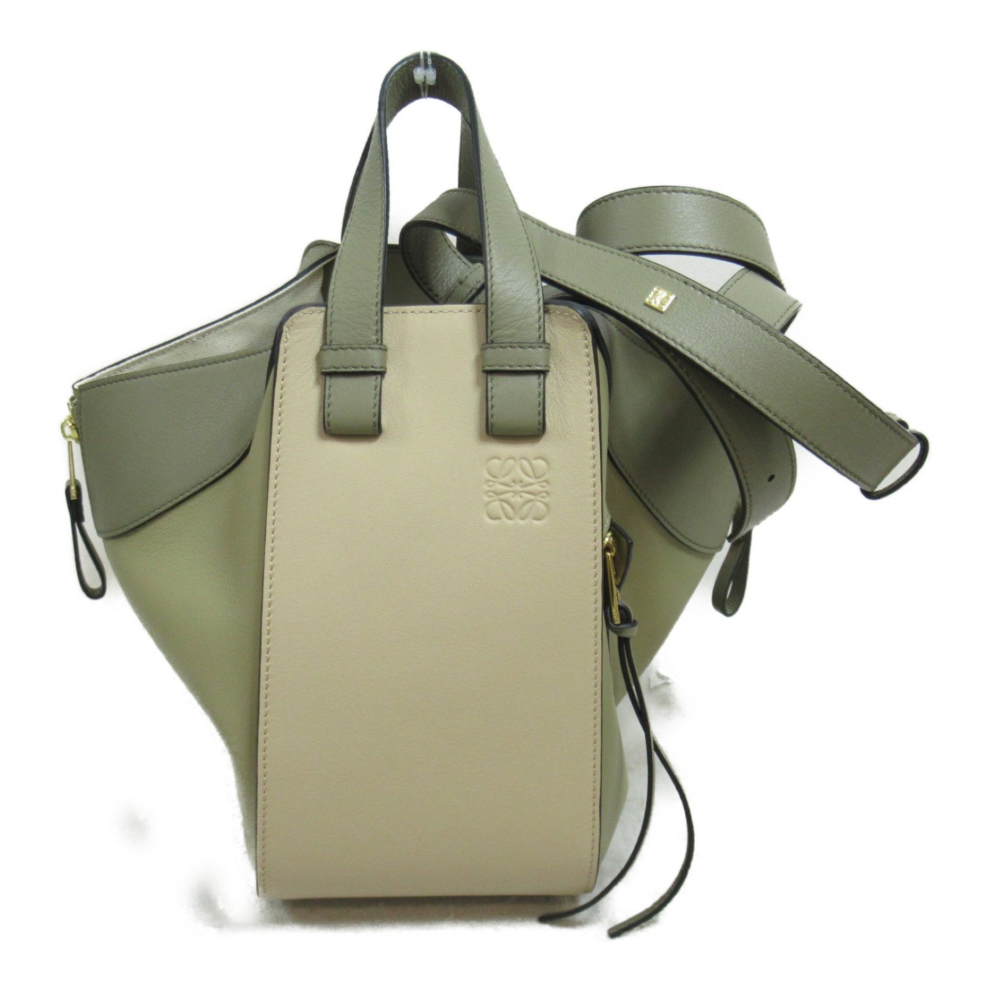 LOEWE Hammock Bag Small Shoulder Leather Women's Beige Gray 32630KS356262