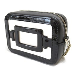 Roger Vivier Cube Pouch, Pouch Bag, Vinyl, Leather, Women's, Black, White