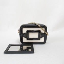 Roger Vivier Cube Pouch, Pouch Bag, Vinyl, Leather, Women's, Black, White