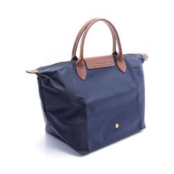 Longchamp Le Pliage Original M Tote Bag, Nylon Leather, Women's, Navy, Brown, L1623089P68