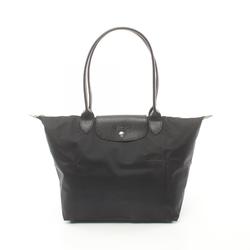 Longchamp Le Pliage Green L Tote Bag Nylon Leather Women's Black L1899919001