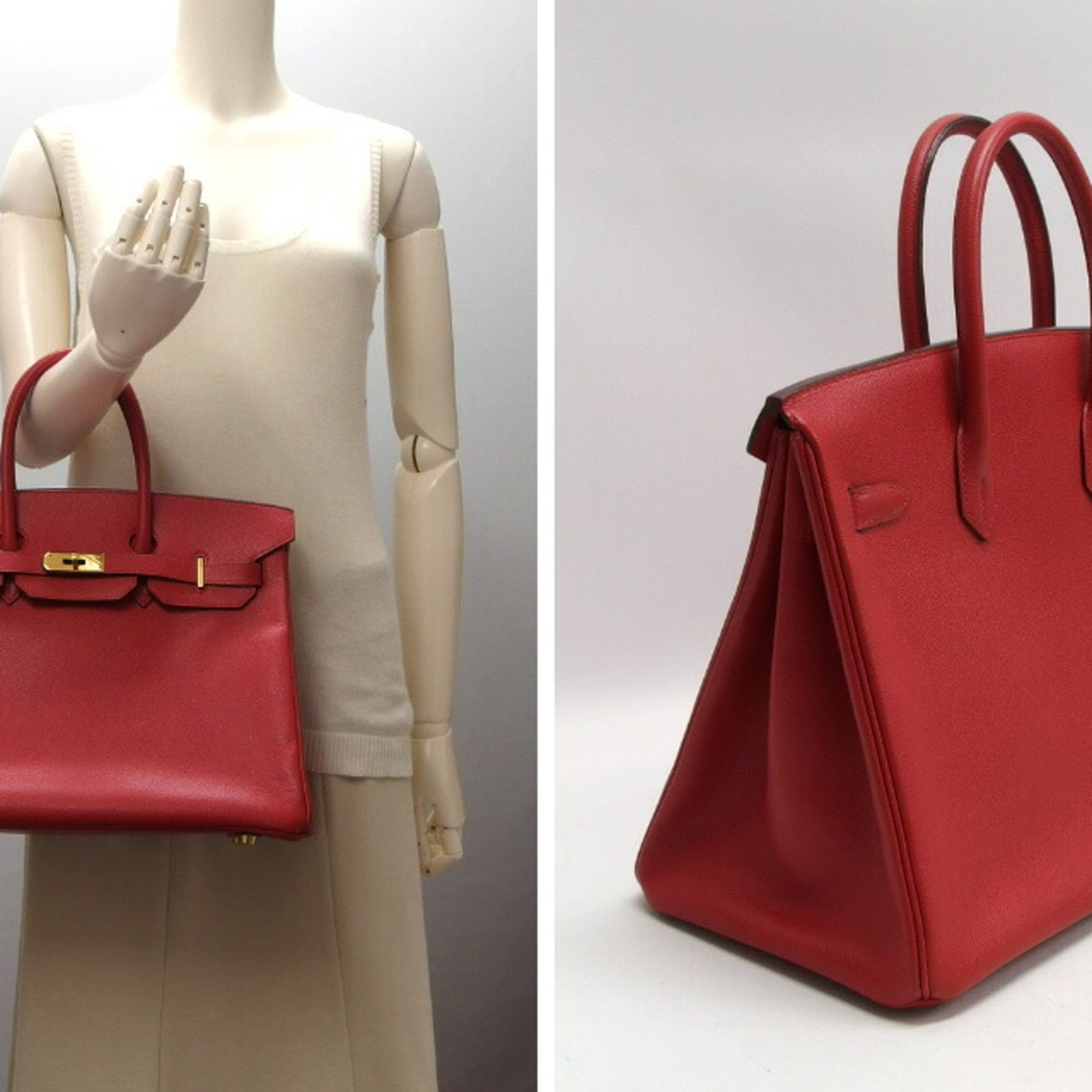 Hermes Birkin 35 Tote Bag Epsom Leather Rouge vif