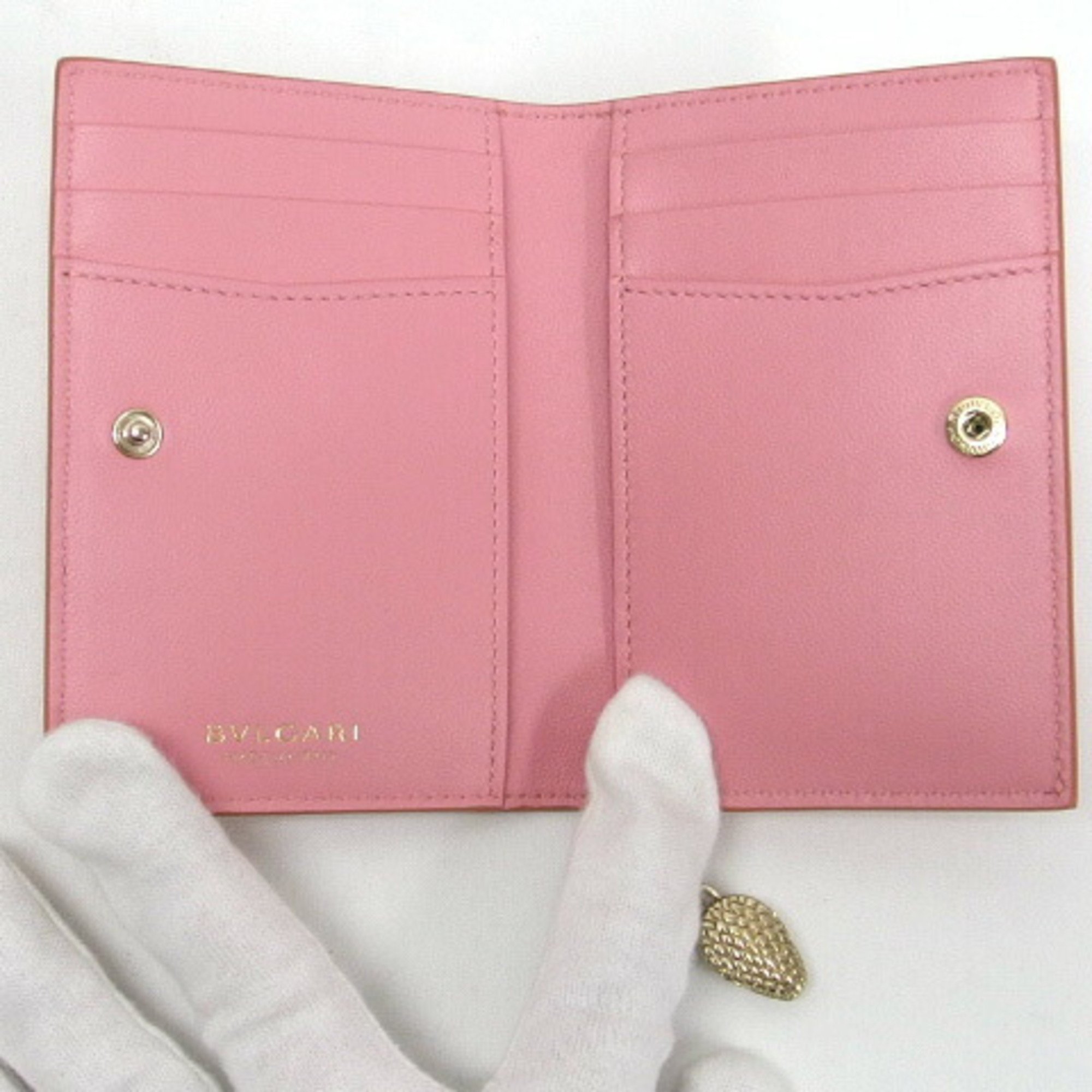 Bvlgari Bulgari Serpenti Forever Bi-fold Card Holder Salmon Pink