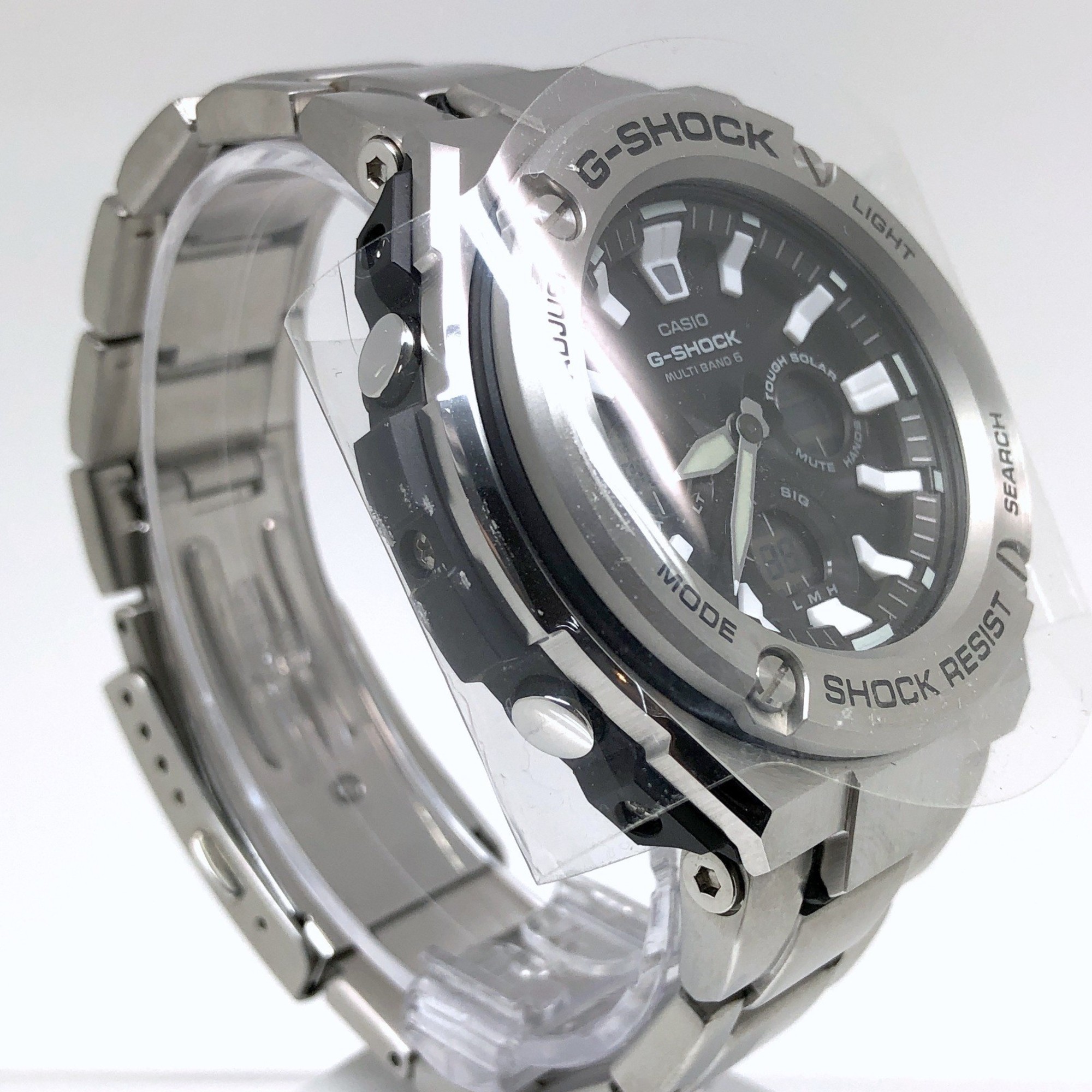 G-SHOCK CASIO Watch GST-W330L-1A G-STEEL G-Steel Radio Solar Double LED Light Tough Leather Band Metal Case Multi 6 Ana-Digi Mid-Size Model Silver Mikunigaoka Store