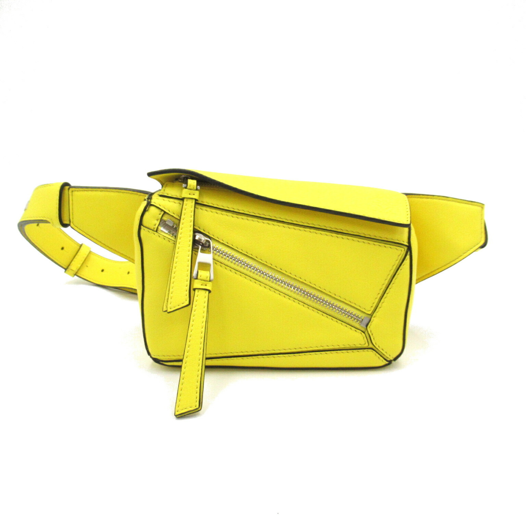 LOEWE Puzzle Bum Bag Waist Body Leather Women's Yellow B510U89X028240