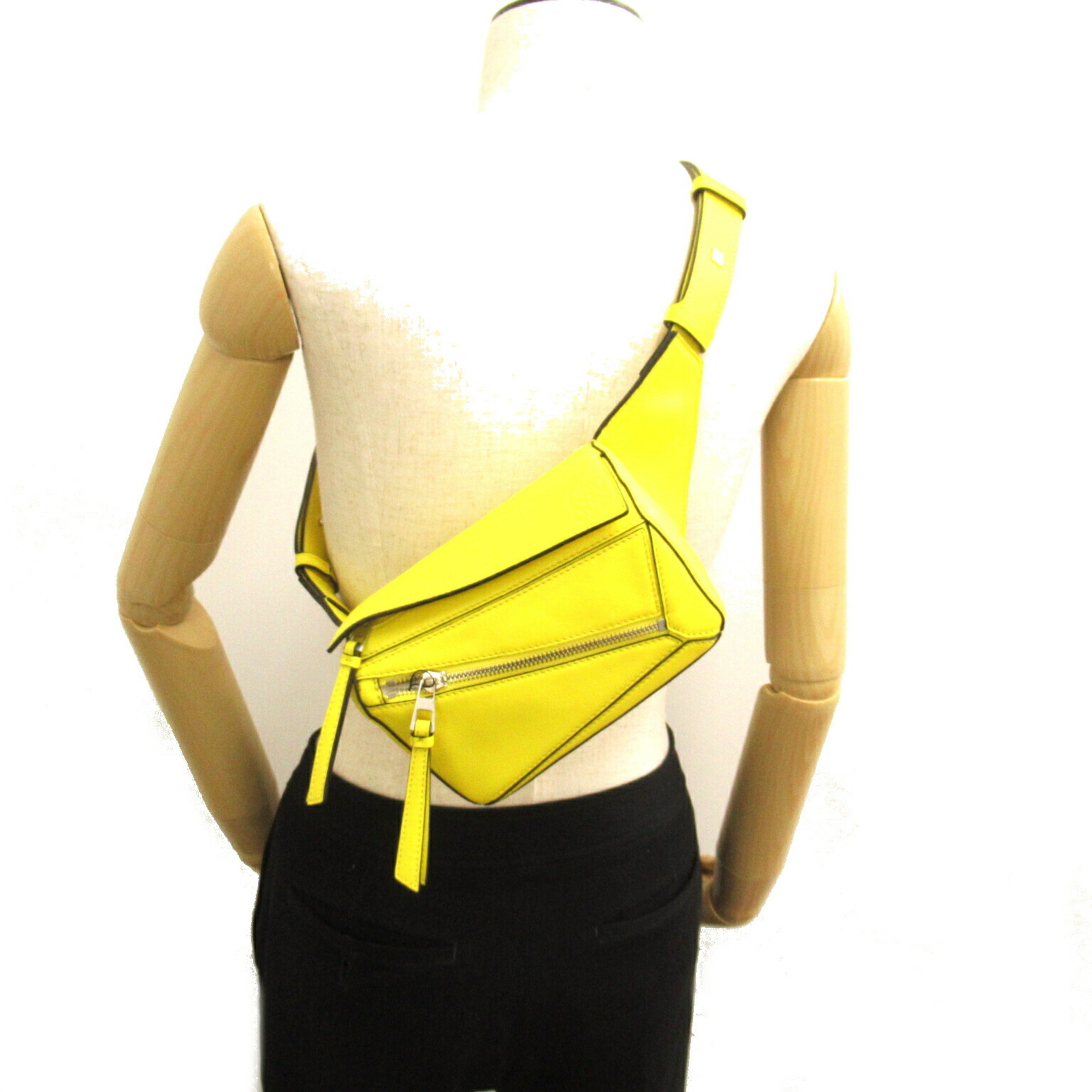 LOEWE Puzzle Bum Bag Waist Body Leather Women's Yellow B510U89X028240