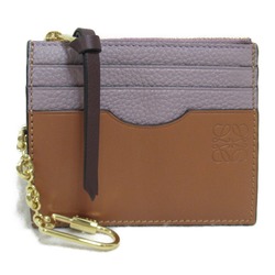 LOEWE Business Card Holder/Card Case Square Coin Holder Leather Women's Purple Brown C821B35X018698