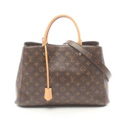 Louis Vuitton Montaigne GM Tote Bag, Coated Canvas, Leather, Women's, Brown, M41067