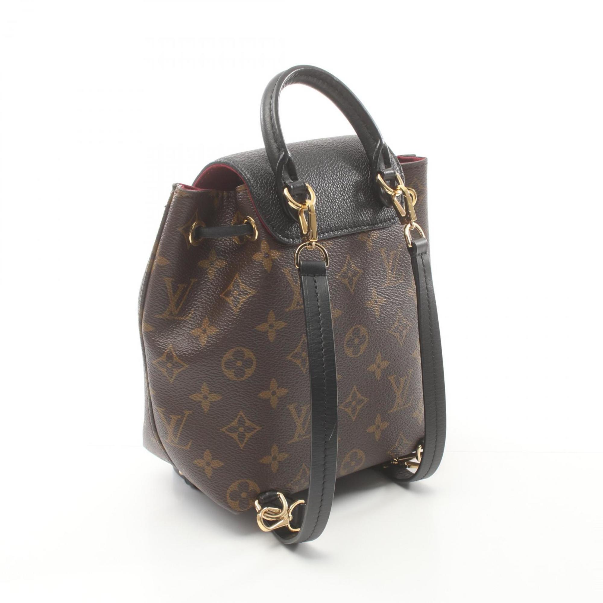 Louis Vuitton Montsouris NM BB Monogram Rucksack Backpack Bag Coated Canvas Leather Women's Brown Black M45516