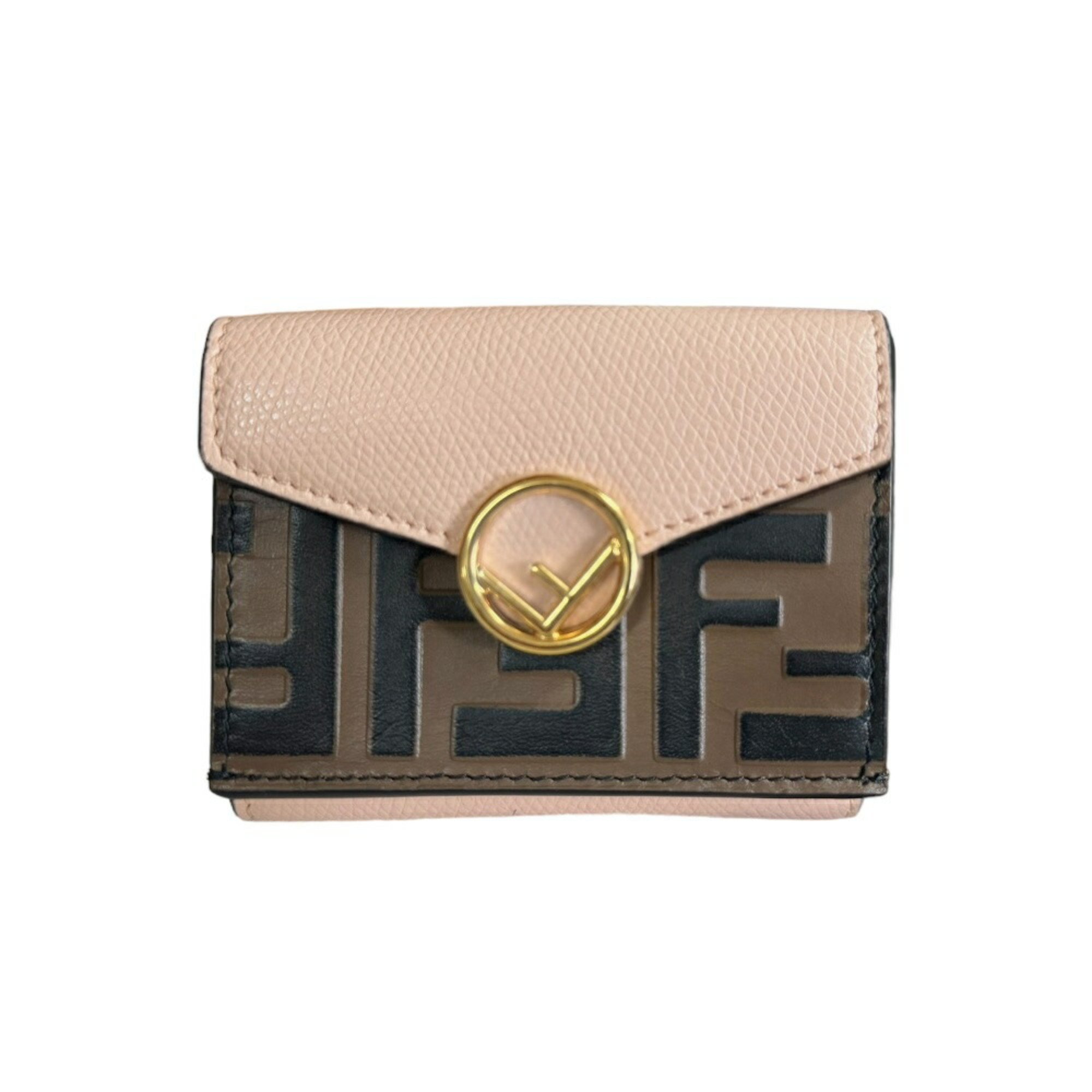 FENDI ZUCCA Tri-fold Wallet Leather 8M0395 Women's