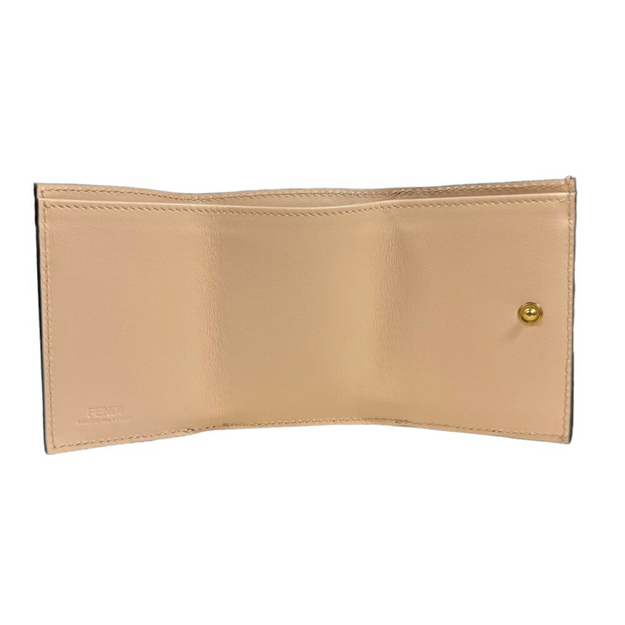 FENDI ZUCCA Tri-fold Wallet Leather 8M0395 Women's