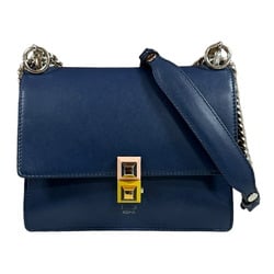 FENDI Canai Shoulder Bag Leather 8M0381 Navy Women's