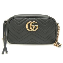 GUCCI GG Marmont Quilted Small Shoulder Bag 447632 Leather Black 252046