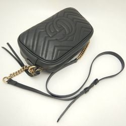 GUCCI GG Marmont Quilted Small Shoulder Bag 447632 Leather Black 252046