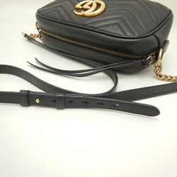 GUCCI GG Marmont Quilted Small Shoulder Bag 447632 Leather Black 252046