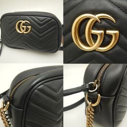 GUCCI GG Marmont Quilted Small Shoulder Bag 447632 Leather Black 252046