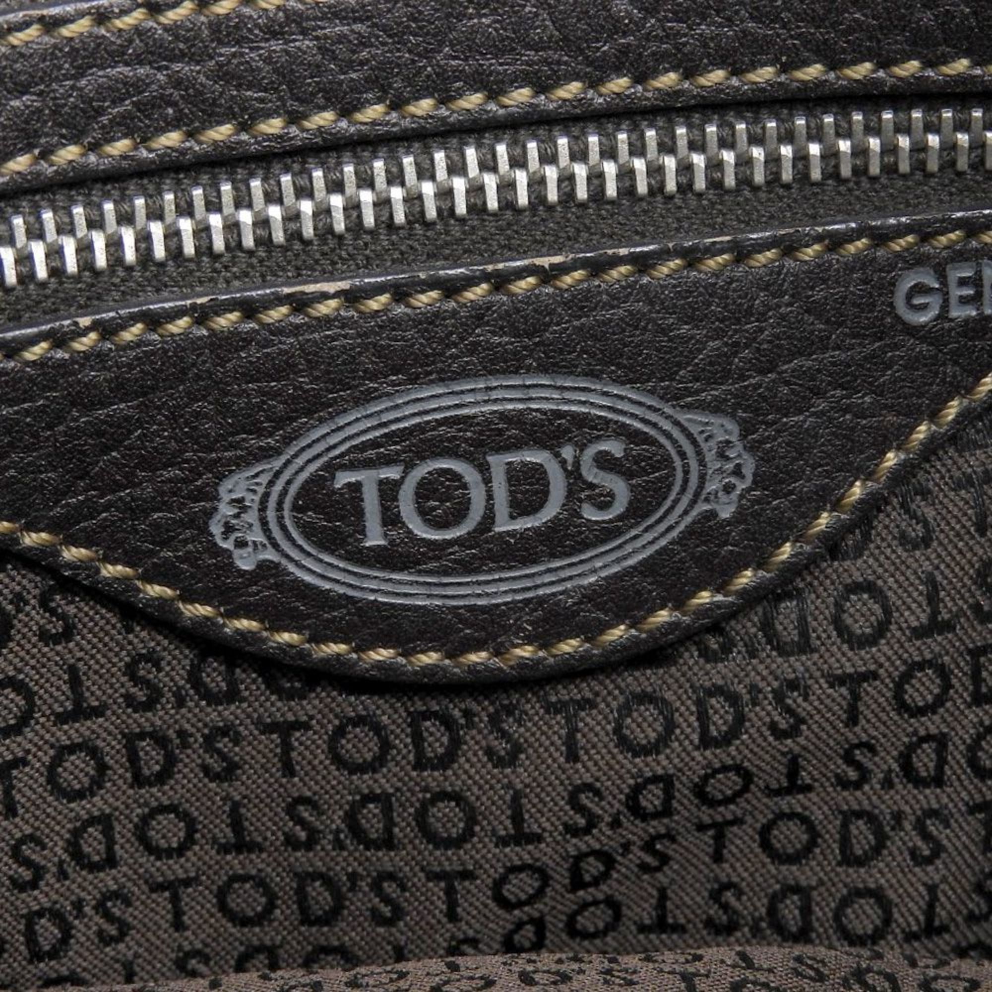 Tod's D Bag Stitch Handbag Leather Dark Brown