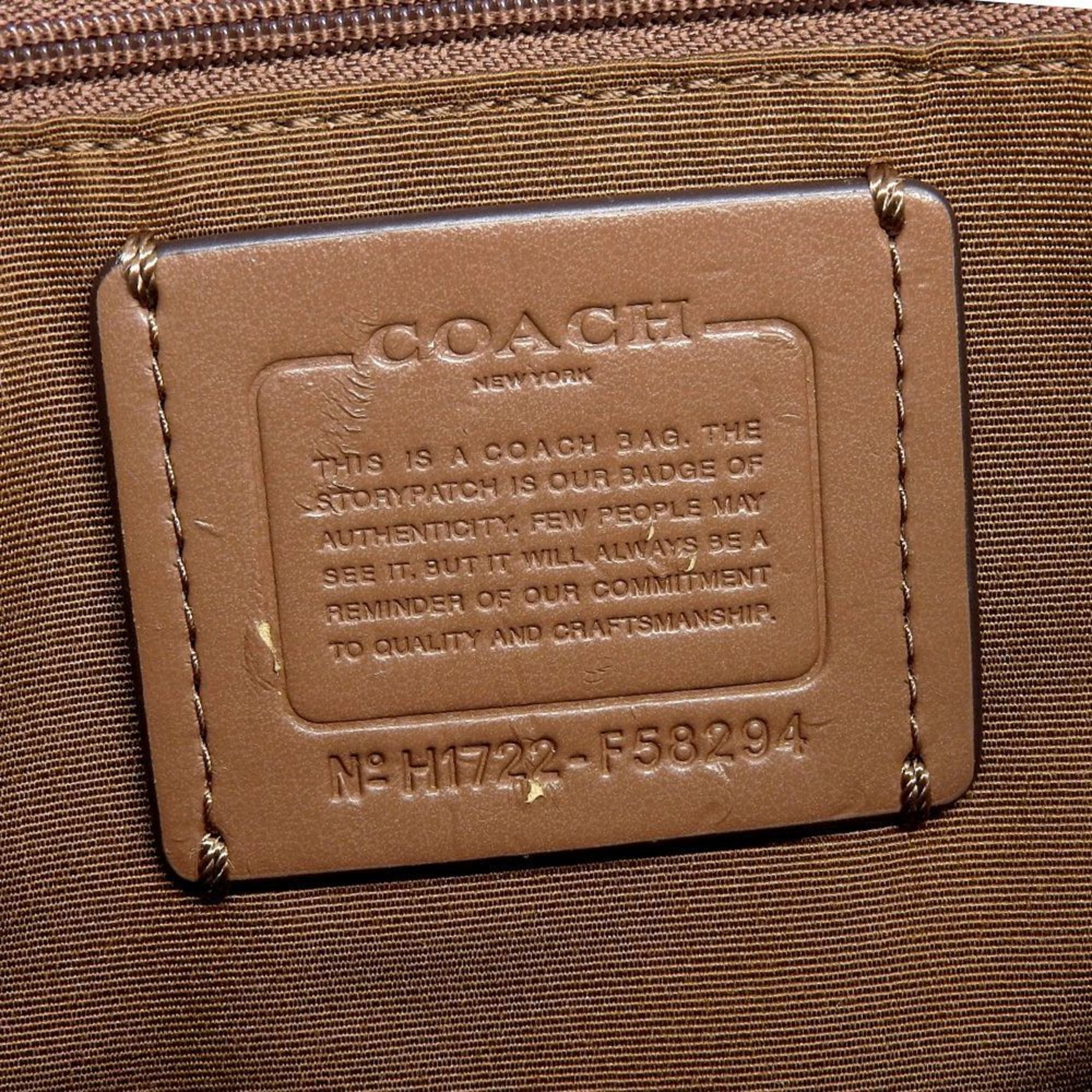 Coach COACH Signature Tote Bag F58294 Coated Canvas Leather Khaki Brown